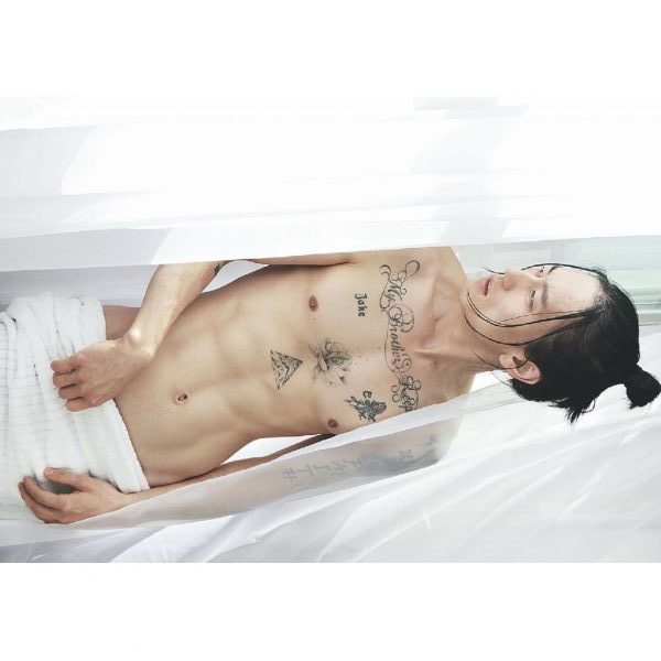 Ass, chest, Jake Choi, tattoos, Underwear.
